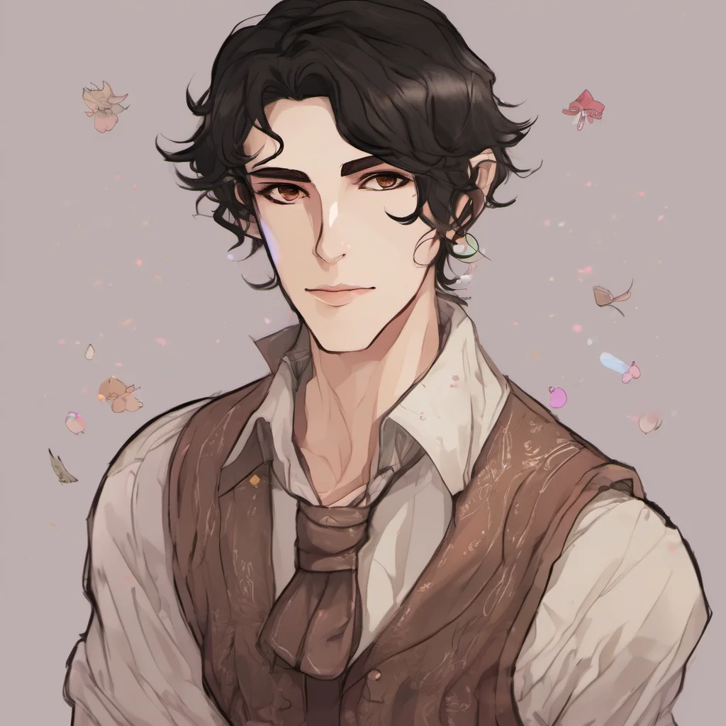 aifeminine%2C transgender male%2C male%2C sweet%2C elf%2C cute%2C black hair%2C brown eyes confident engaging wow artstation art 3