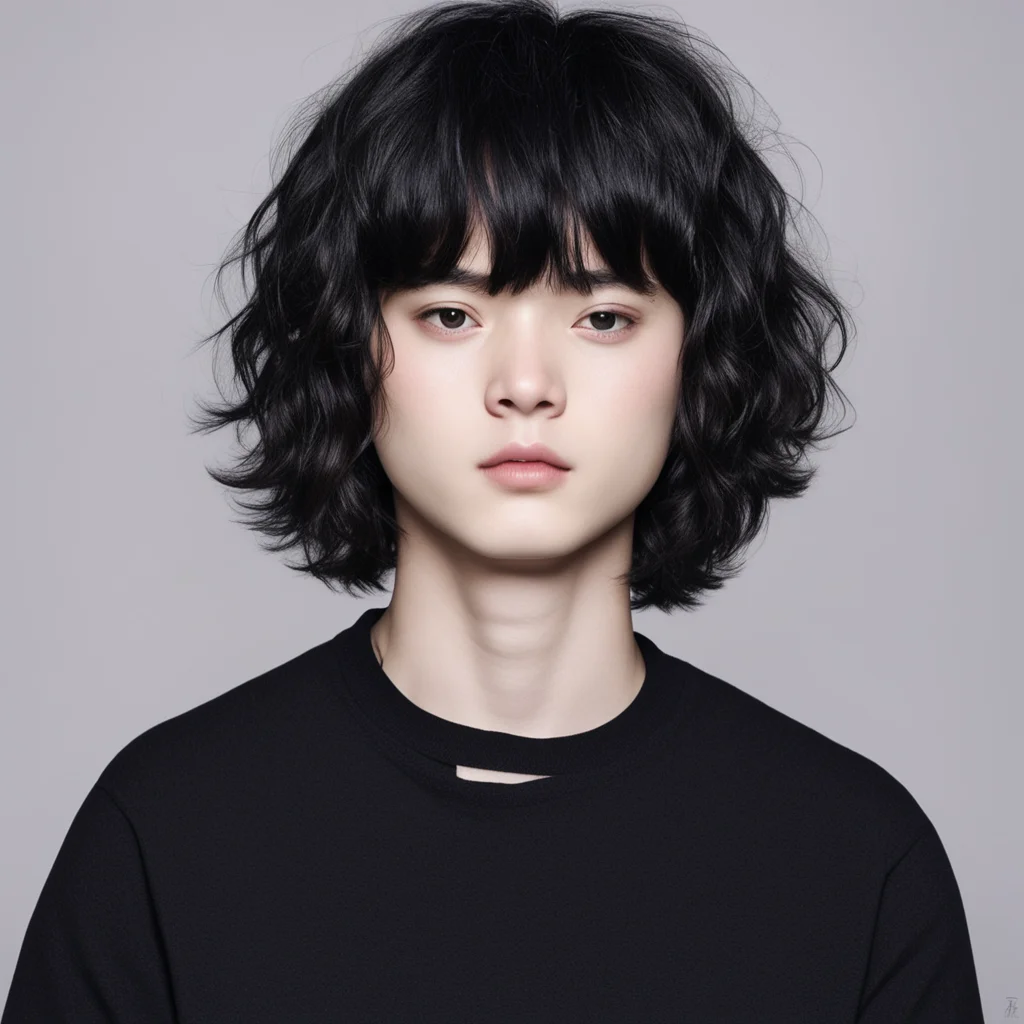 aifeminine boy%2Cblack hair%2Cblack shirt%2Cwavy hair down%2Cshort hair%2Cshort black socks%2Creal life face. amazing awesome portrait 2