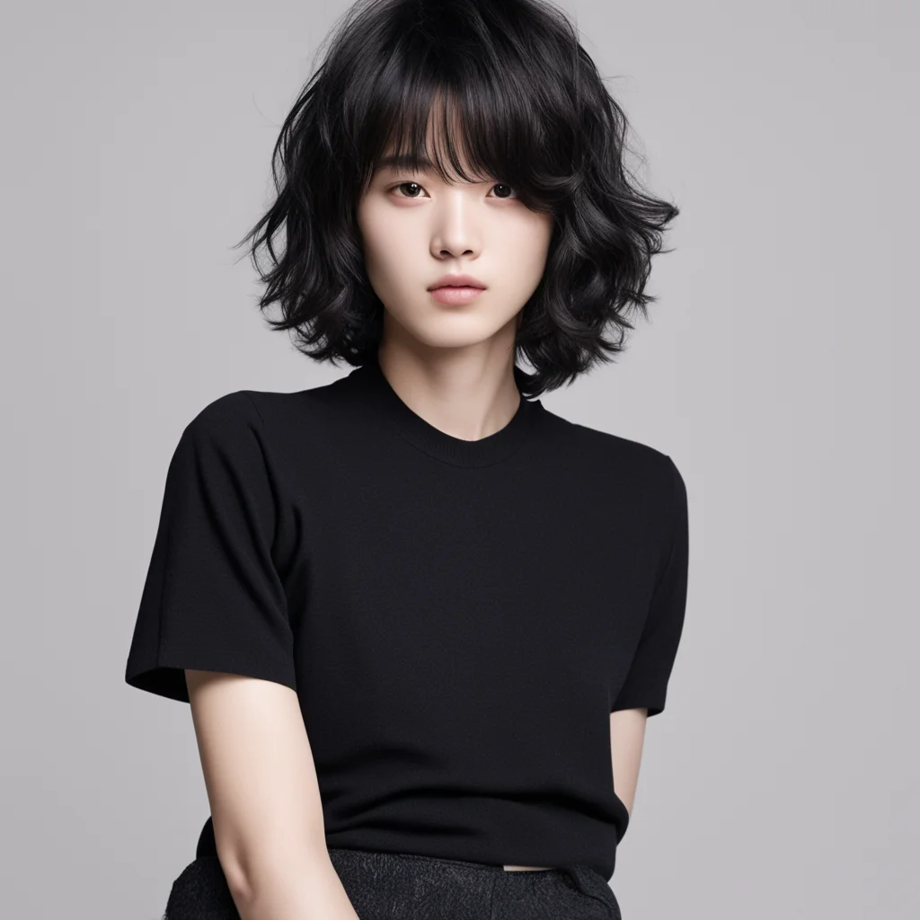 aifeminine boy%2Cblack hair%2Cblack shirt%2Cwavy hair down%2Cshort hair%2Cshort black socks%2Creal life face. confident engaging wow artstation art 3