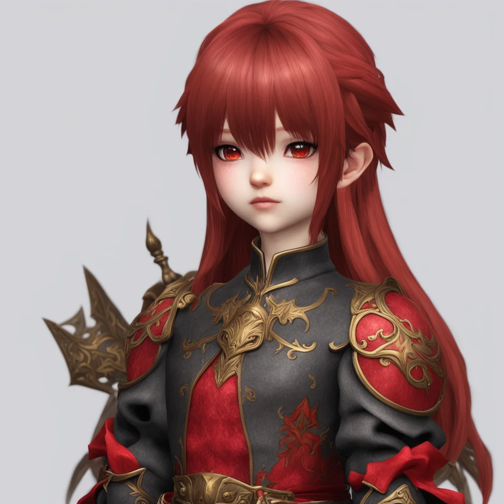 aiffxiv lalafell girl redmage long bronze hair with red highlight amazing awesome portrait 2