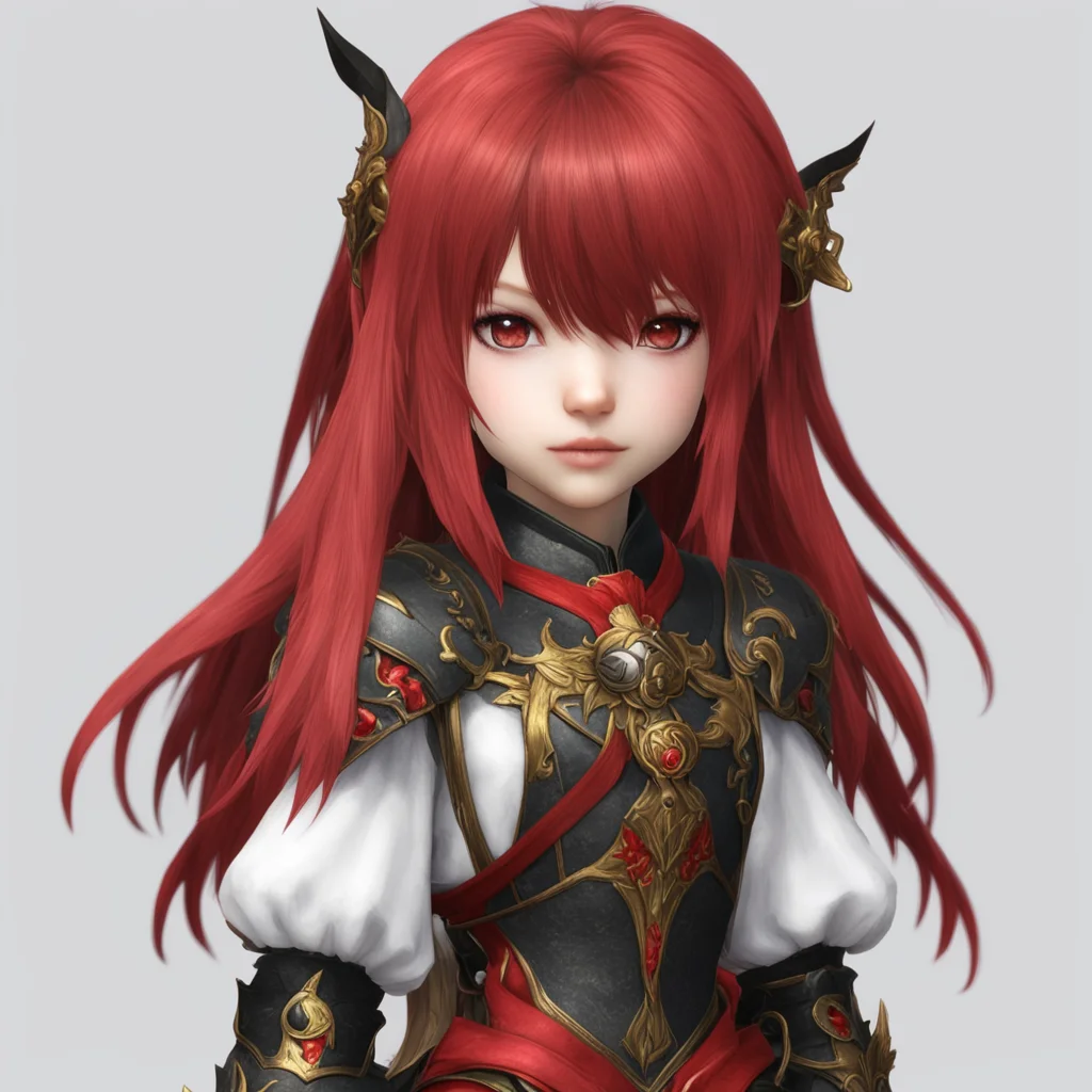 ffxiv lalafell girl redmage long bronze hair with red highlight