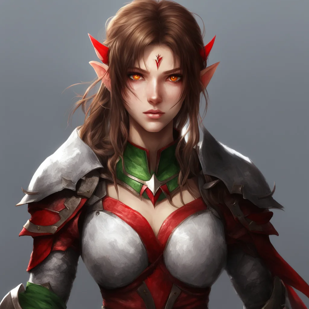 aifighter %2C elf%2C  female%2C brown hair%2C red eyes  amazing awesome portrait 2