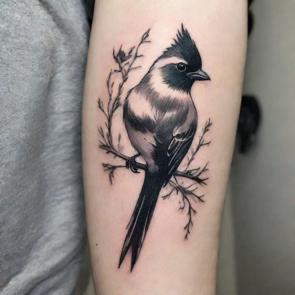 fine line black and white tattoo bird