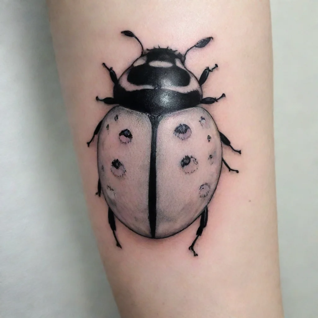 fine line black and white tattoo ladybug