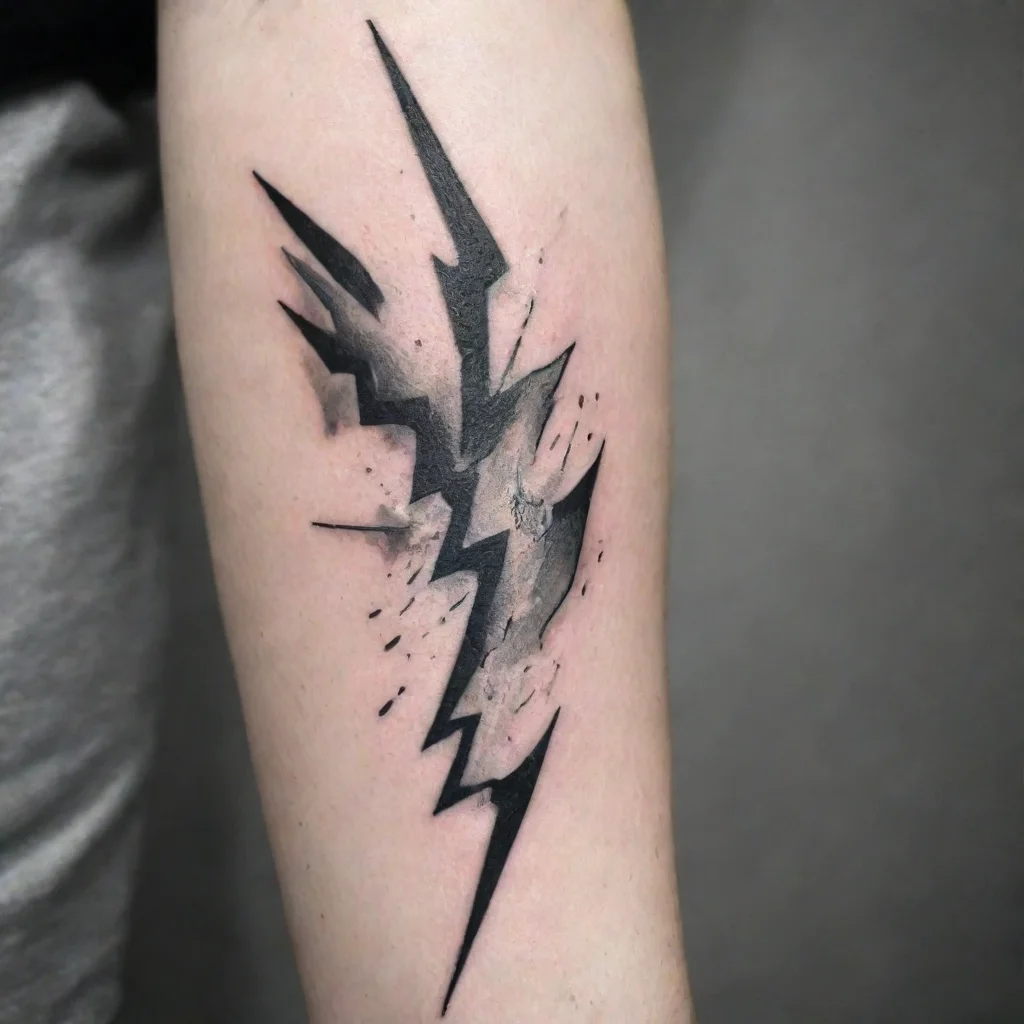aifine line black and white tattoo lightning