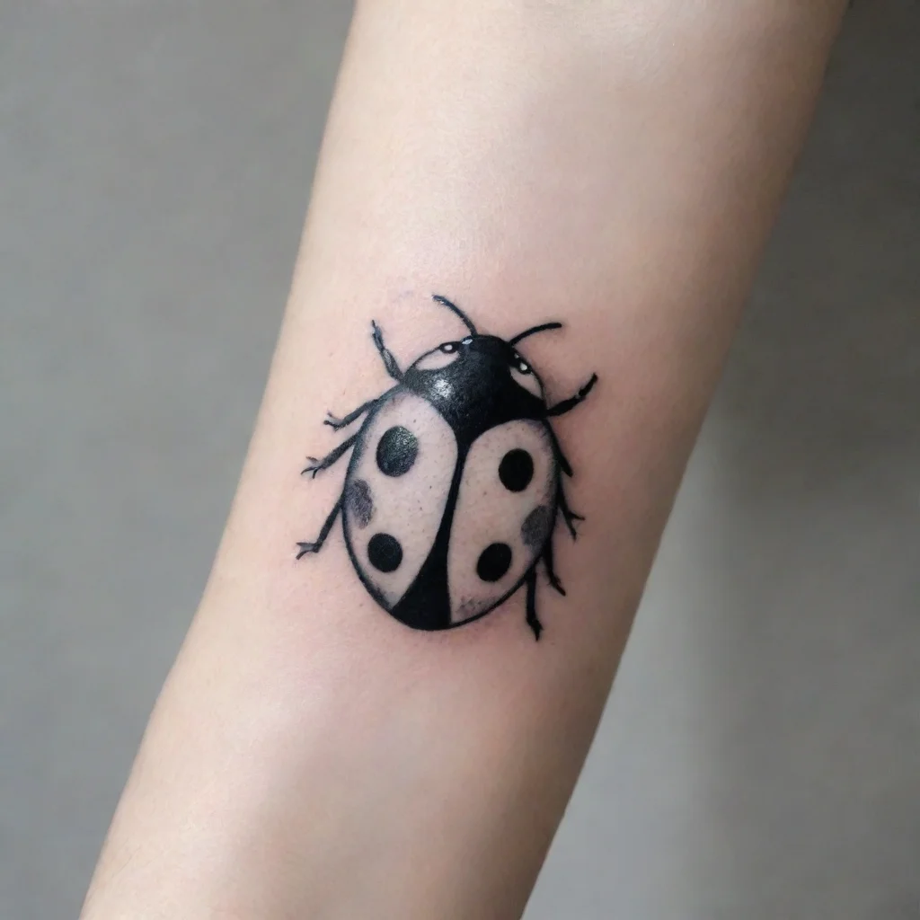 aifine line black and white tattoo minimalistic ladybug