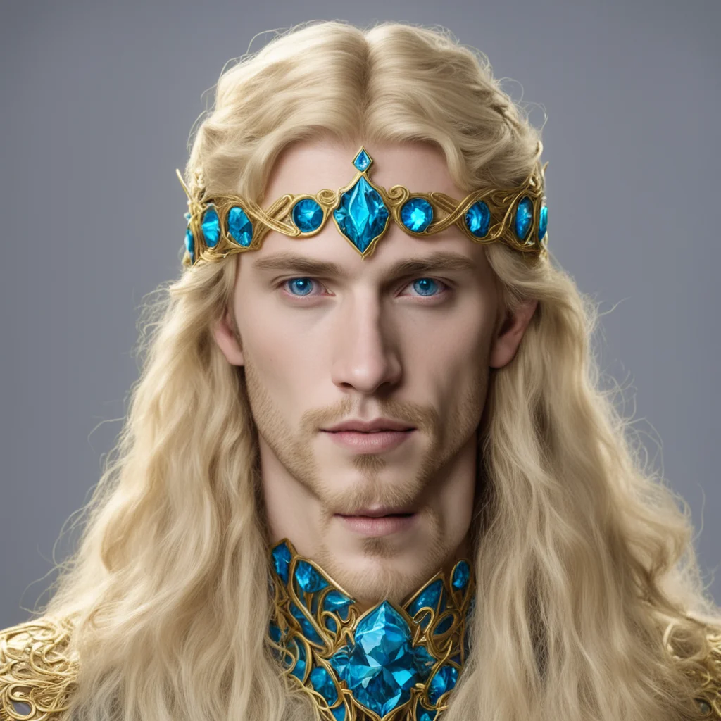 aifinrod wearing golden elvish circlet with blue diamonds amazing awesome portrait 2