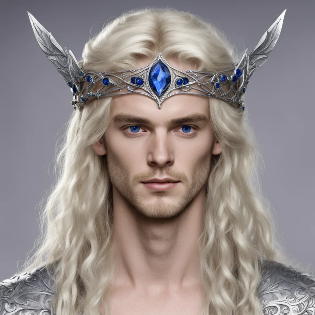 aifinrod wearing silver elven circlet with sapphires good looking trending fantastic 1