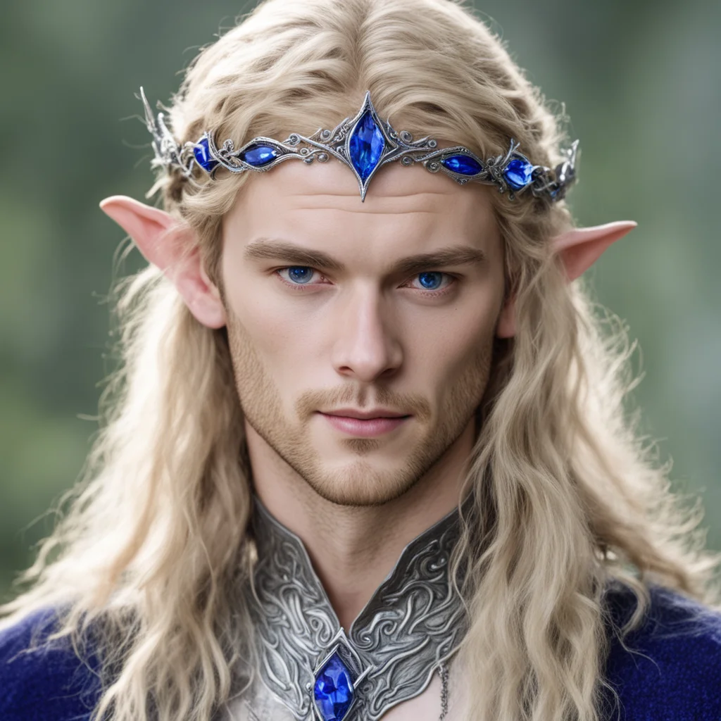 aifinrod wearing silver elven circlet with sapphires