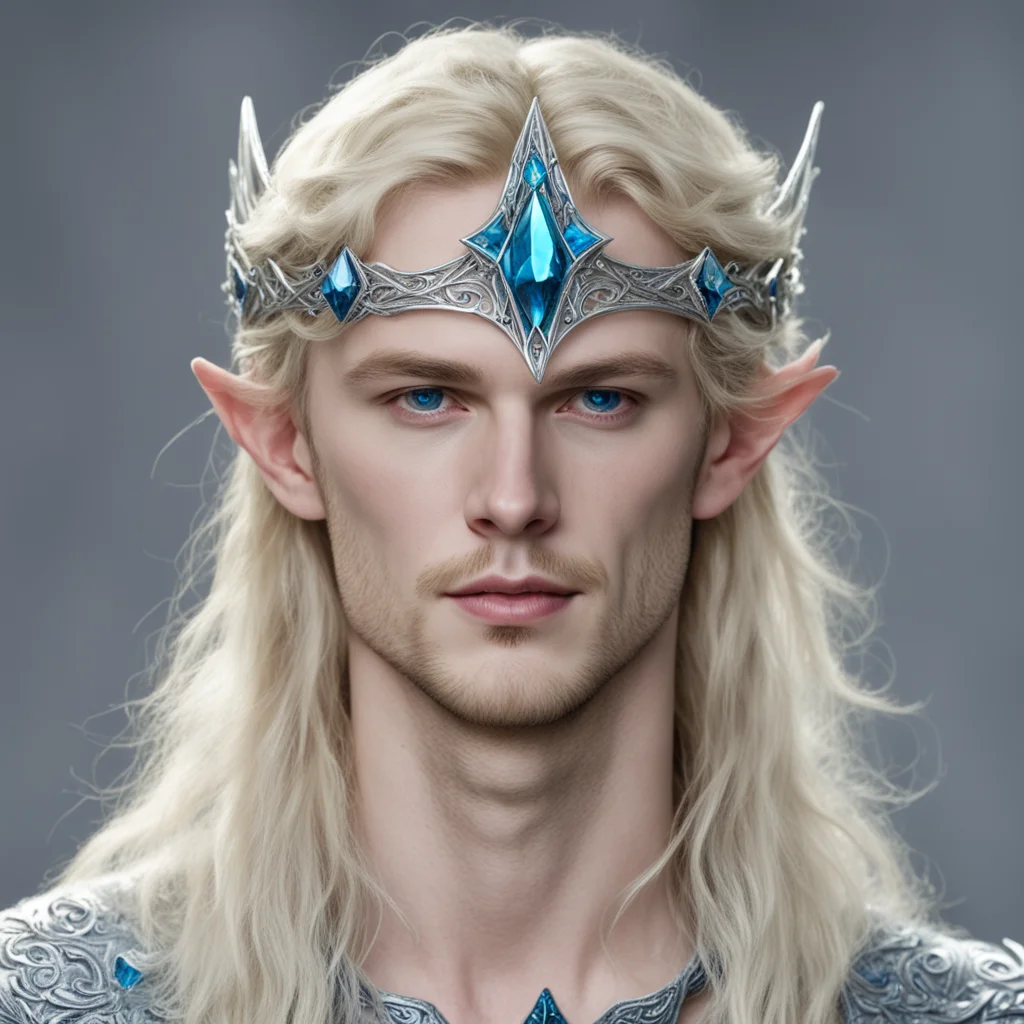 aifinrod wearing silver elvish circlet with blue diamonds confident engaging wow artstation art 3