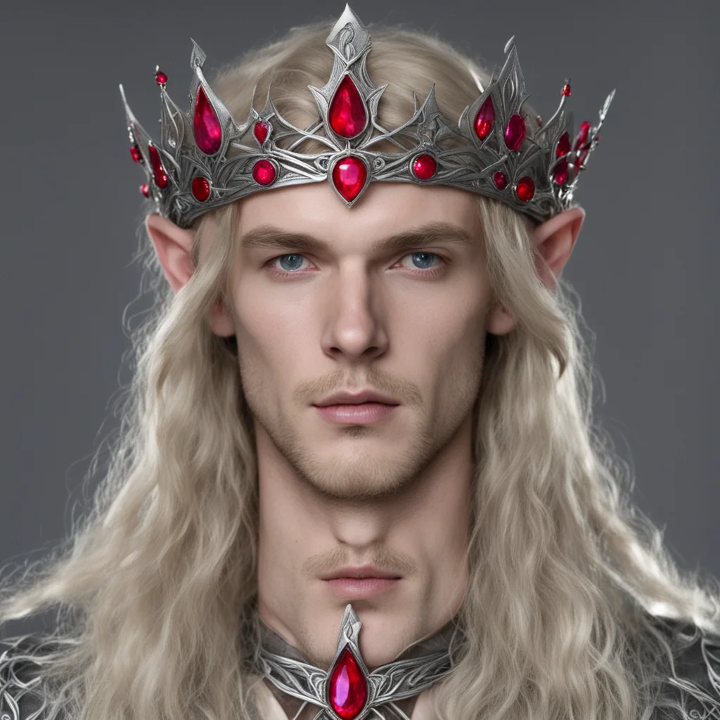 aifinrod wearing silver elvish crown with rubies confident engaging wow artstation art 3