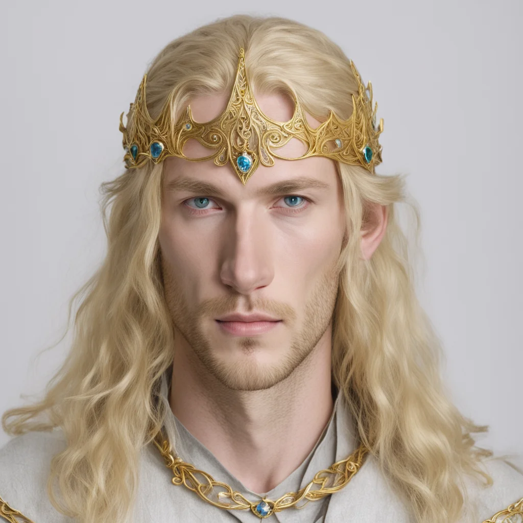 finrod with gold elven circlet with jewels amazing awesome portrait 2