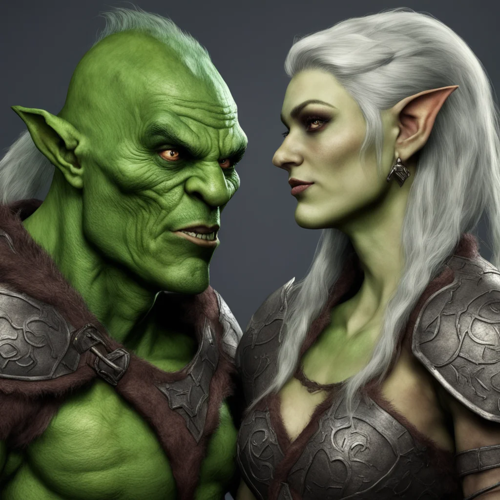 aiflirting elf female and orc male amazing awesome portrait 2