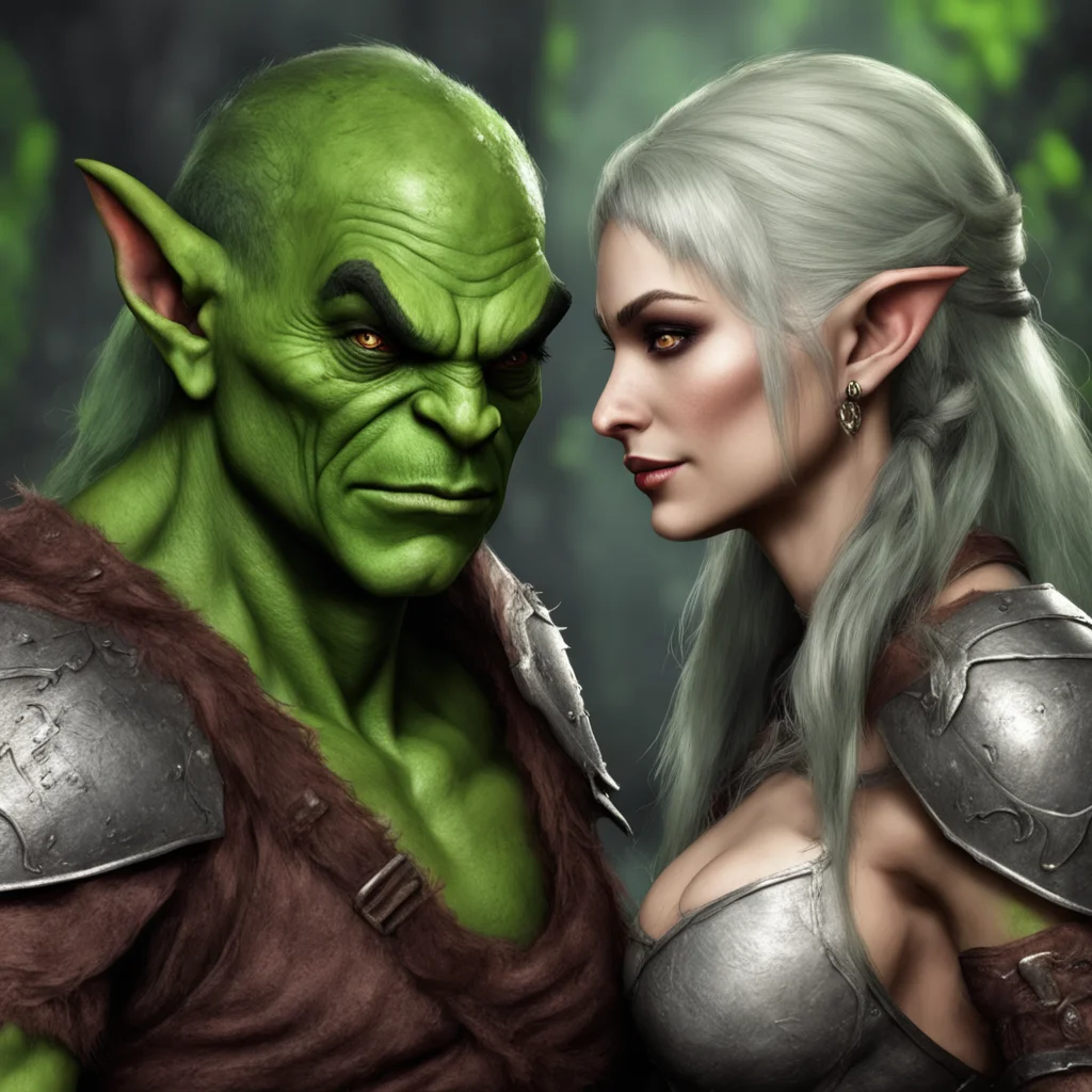 aiflirting elf female and orc male