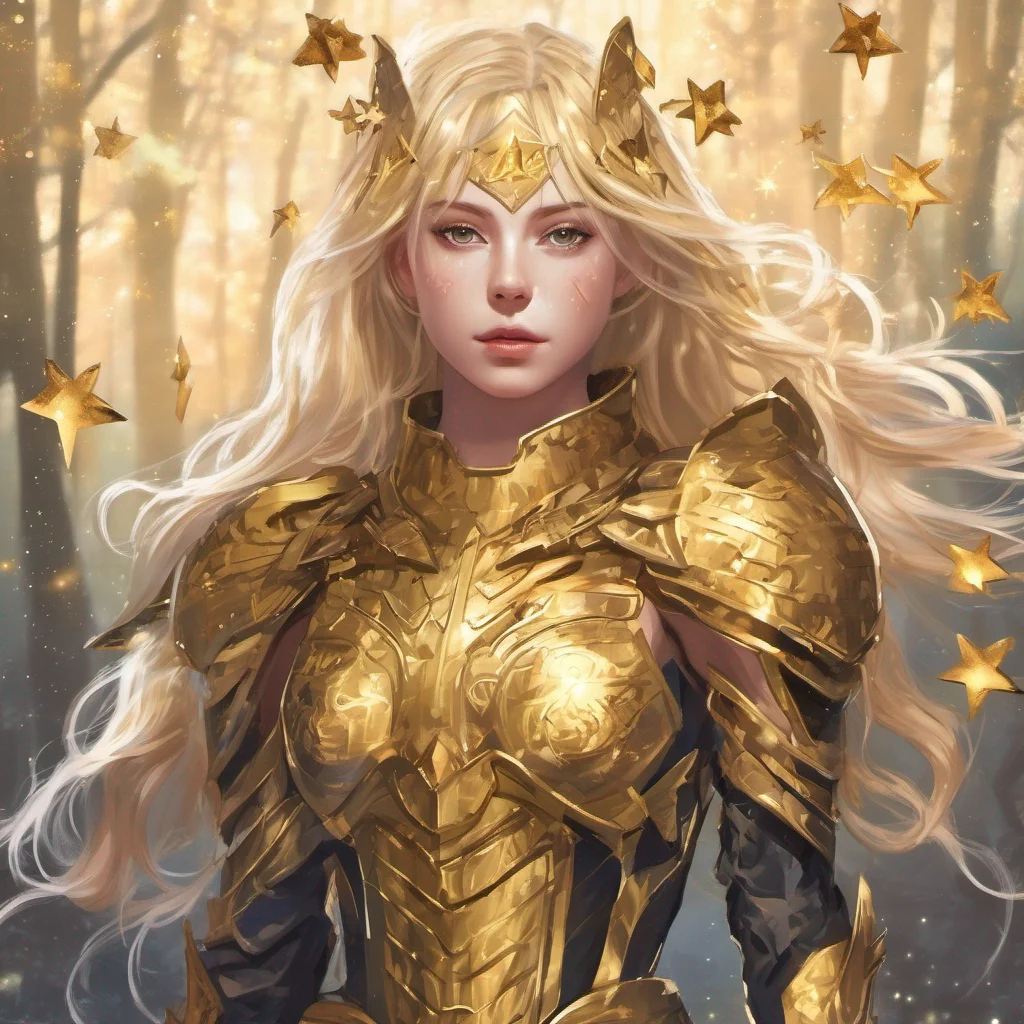 forest blonde woman celestial golden armor stars starlight  good looking trending fantastic 1
