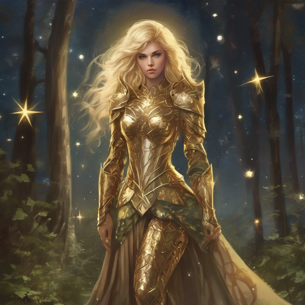 aiforest blonde woman celestial golden armor stars starlight fantasy art amazing awesome portrait 2