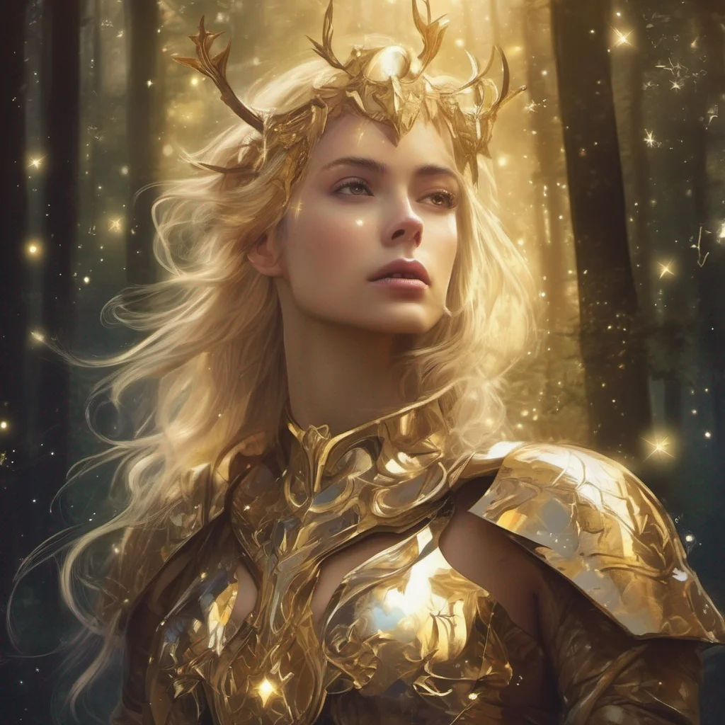 forest blonde woman celestial golden armor stars starlight fantasy art confident engaging wow artstation art 3