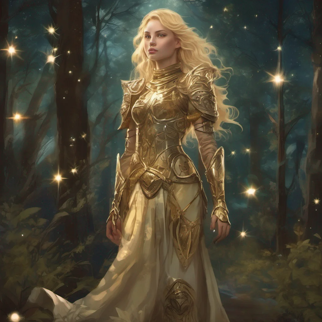 forest blonde woman celestial golden armor stars starlight fantasy art good looking trending fantastic 1