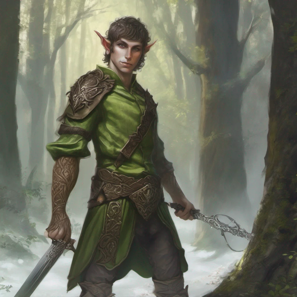 aiforest fae elf man short hair fantasy art sword amazing awesome portrait 2