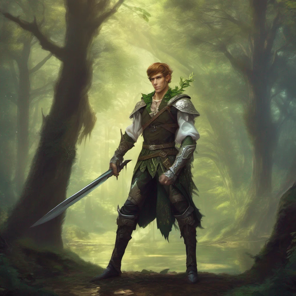 aiforest fae elf man short hair fantasy art sword good looking trending fantastic 1