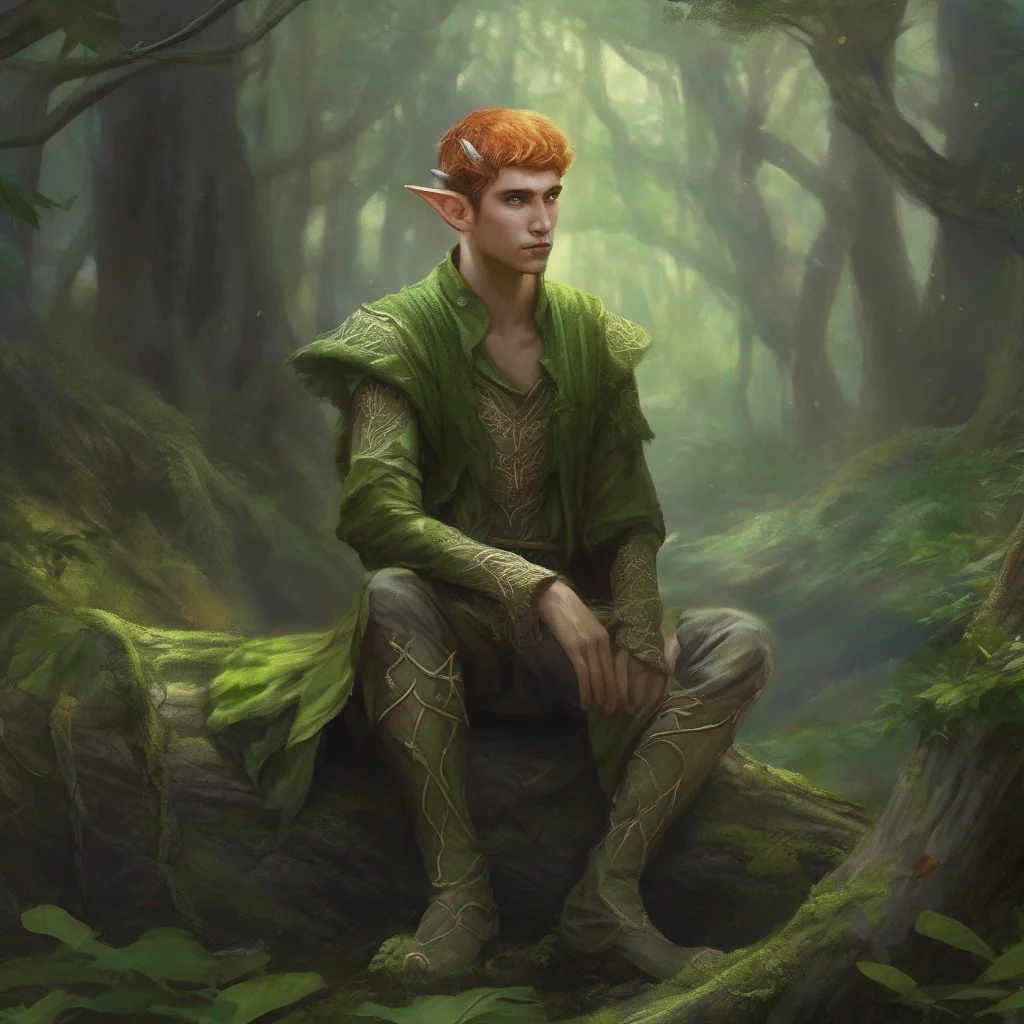 aiforest fae elf man short hair fantasy art