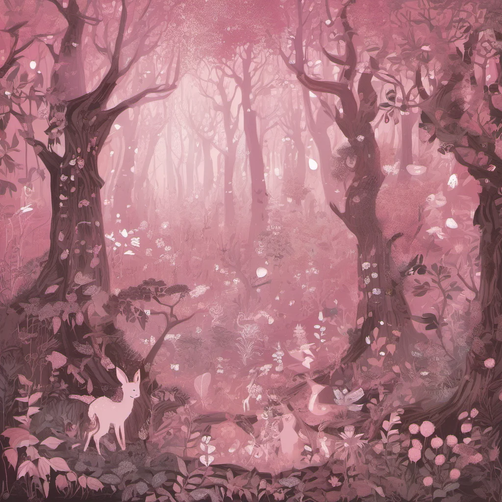 aiforest folk fairy mistical woods pink