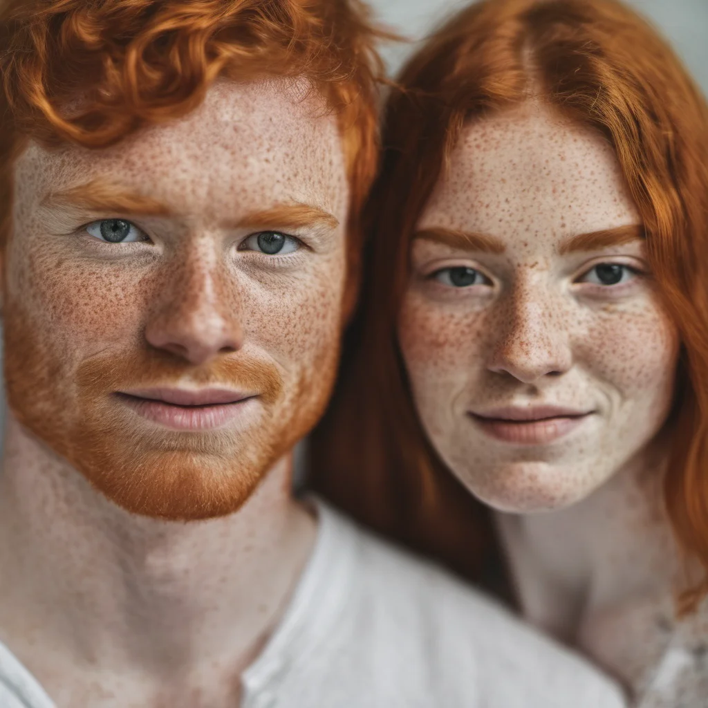 aifreckled ginger couple close up good looking trending fantastic 1
