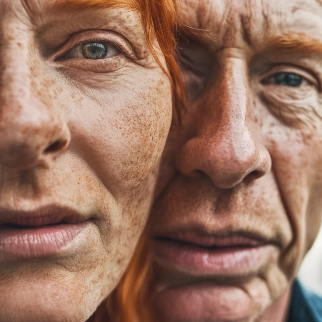 freckled ginger couple close up wrinkles raising eyebrows amazing awesome portrait 2