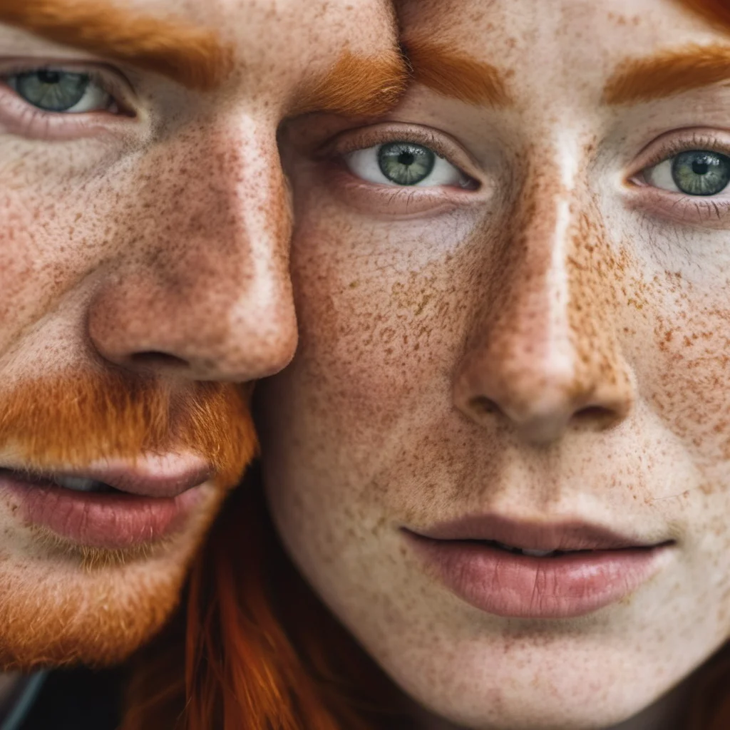 freckled ginger couple close up
