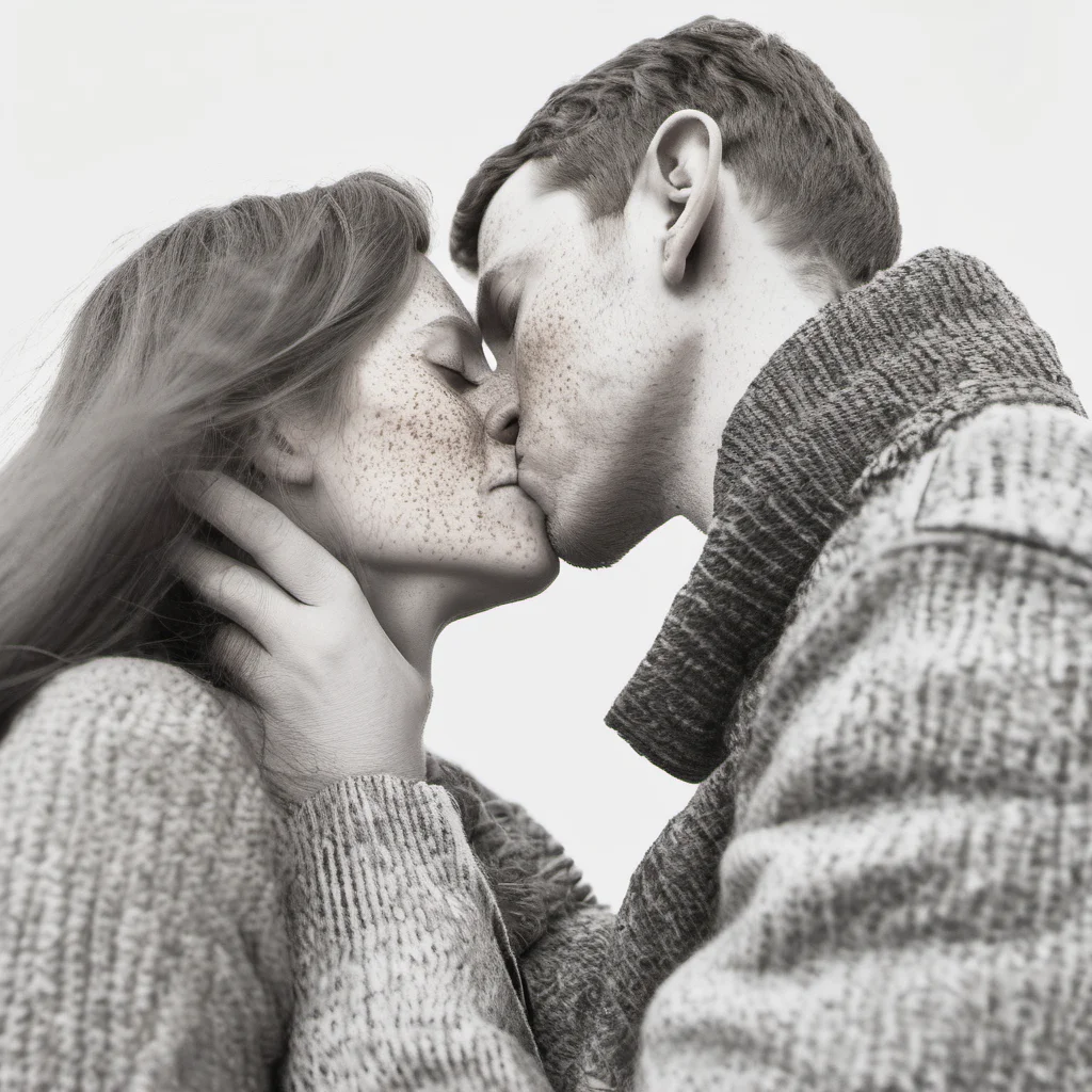 aifreckled ginger couple kissing close up amazing awesome portrait 2