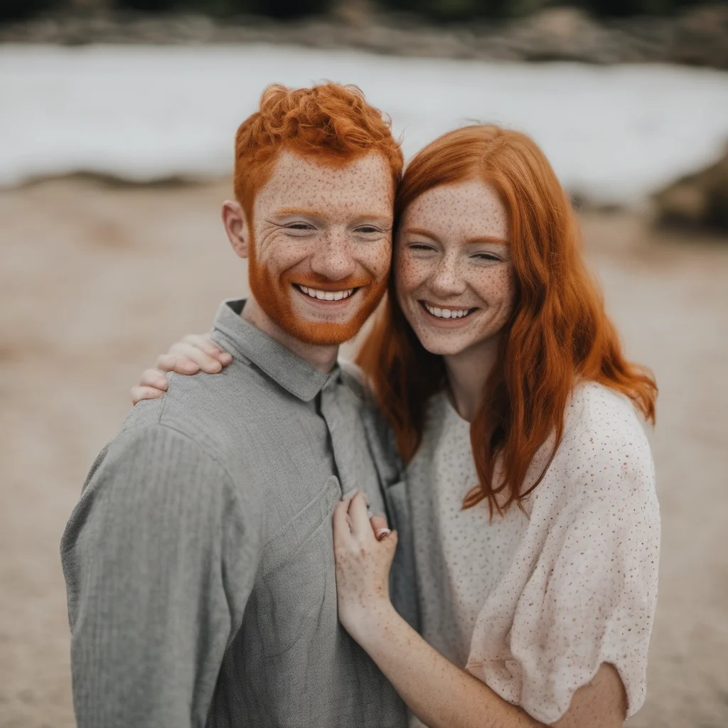 aifreckled ginger couple smiling amazing awesome portrait 2
