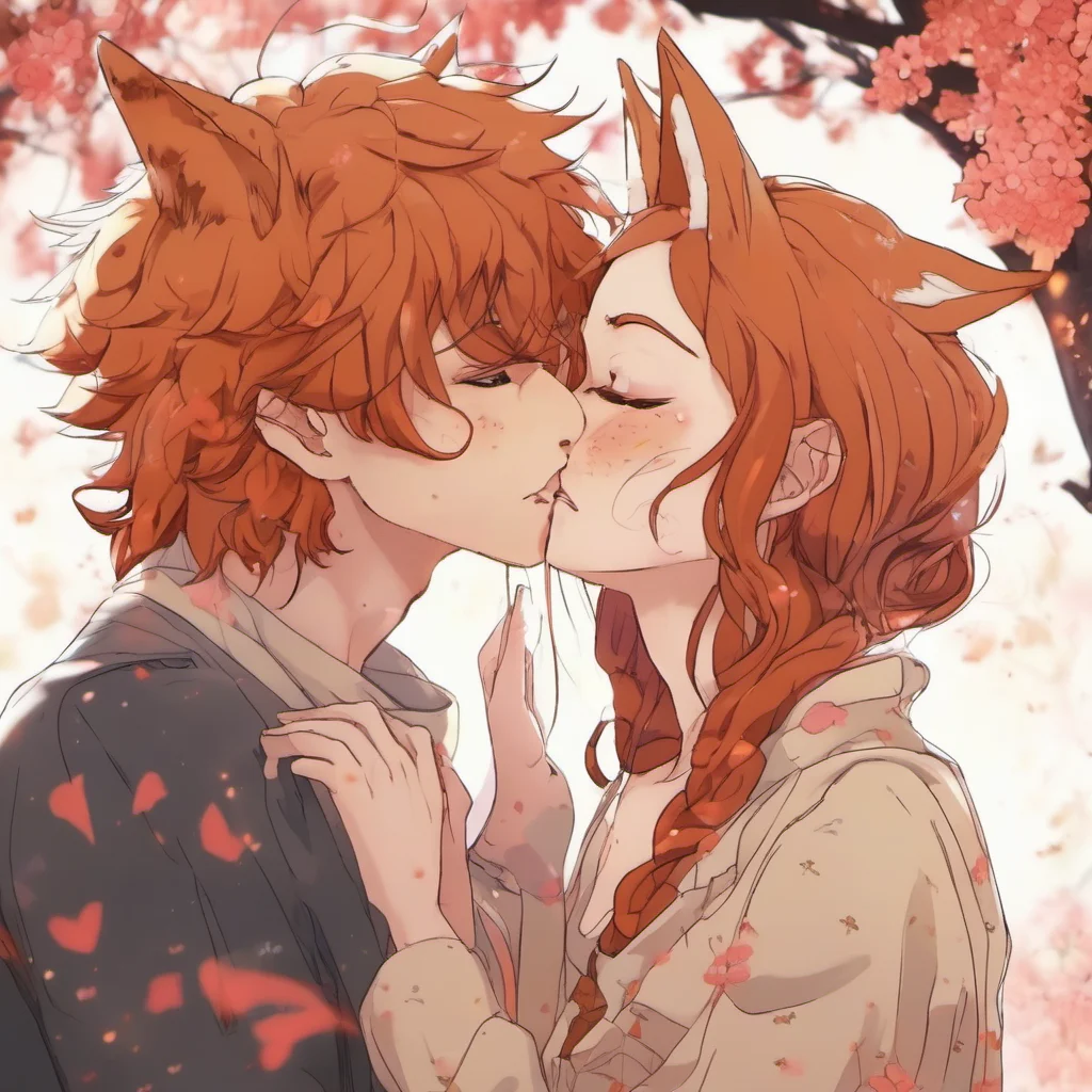 freckled ginger kitsune anime couple kissing close up good looking trending fantastic 1