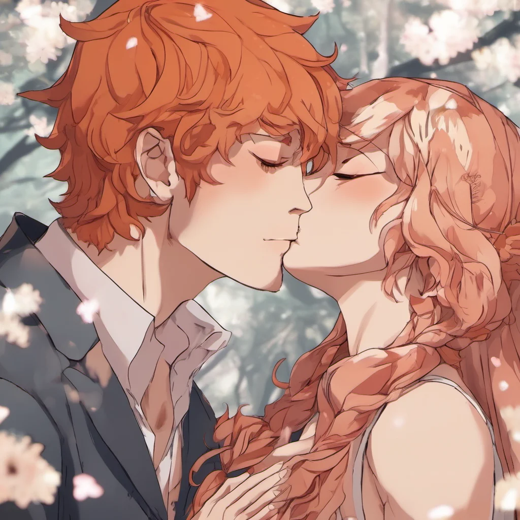freckled ginger kitsune anime couple kissing close up