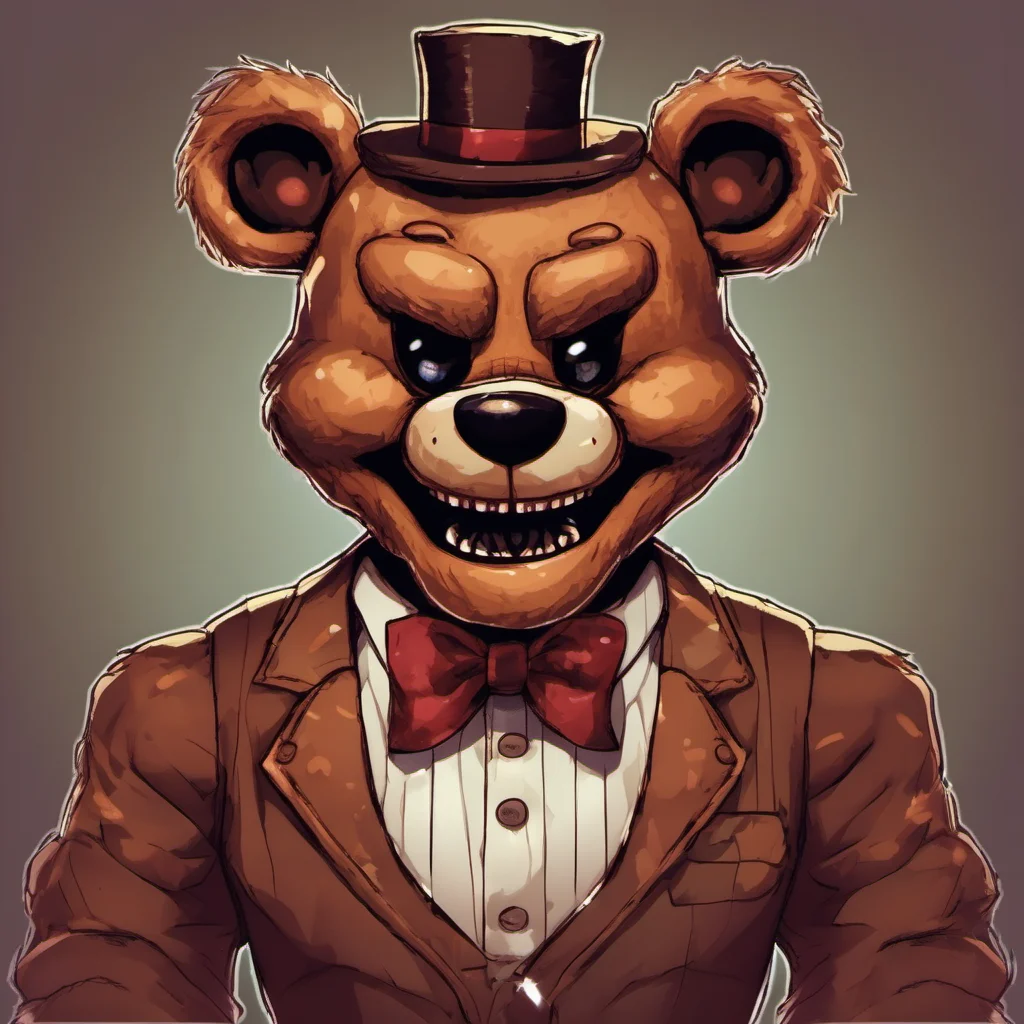 aifreddy fazbear fnaf brown bear with  bow tie and evil grin amazing awesome portrait 2