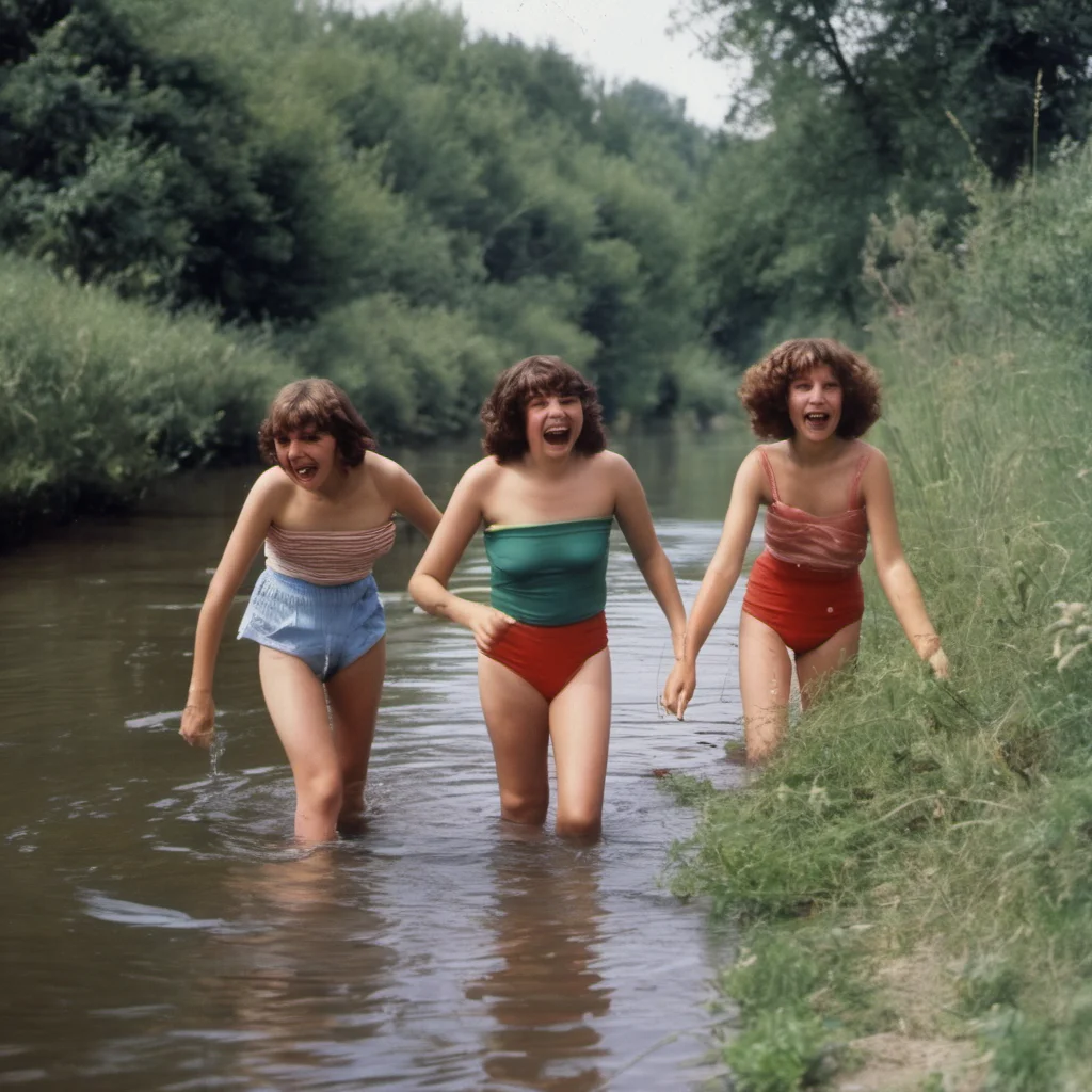 french girls bathing in a river   in 1980 confident engaging wow artstation art 3