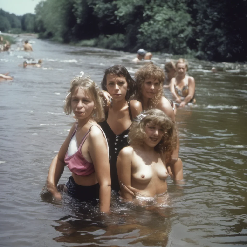 french girls bathing in a river   in 1990 good looking trending fantastic 1