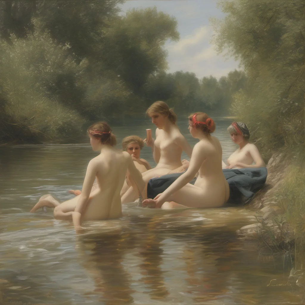 french girls bathing in a river  confident engaging wow artstation art 3