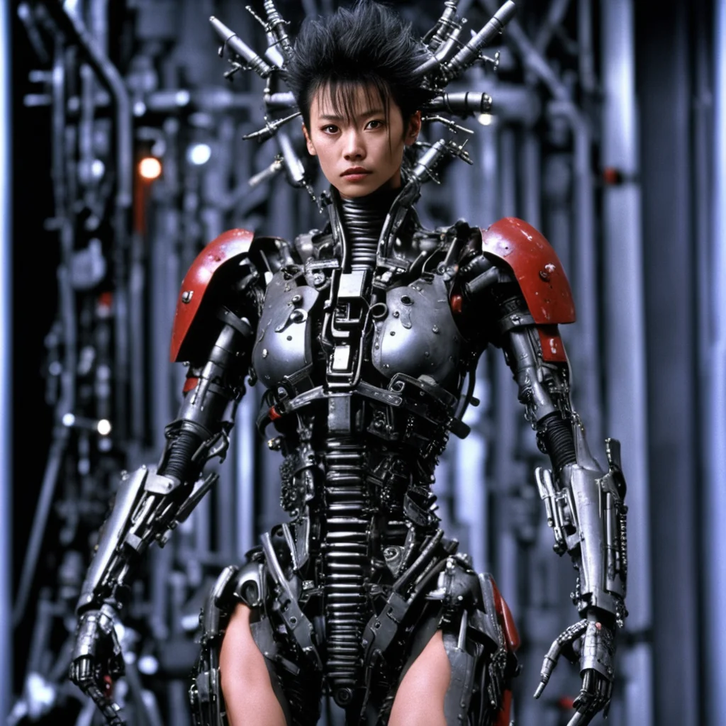 from movie event horizon 1997 from movie tetsuo 1989 from movie virus 1999  show woman made of machine parts hyper revealing armor amazing awesome portrait 2