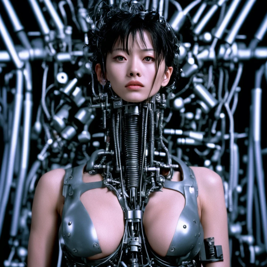 from movie event horizon 1997 from movie tetsuo 1989 from movie virus 1999 busty show woman made of machine parts hyper  amazing awesome portrait 2
