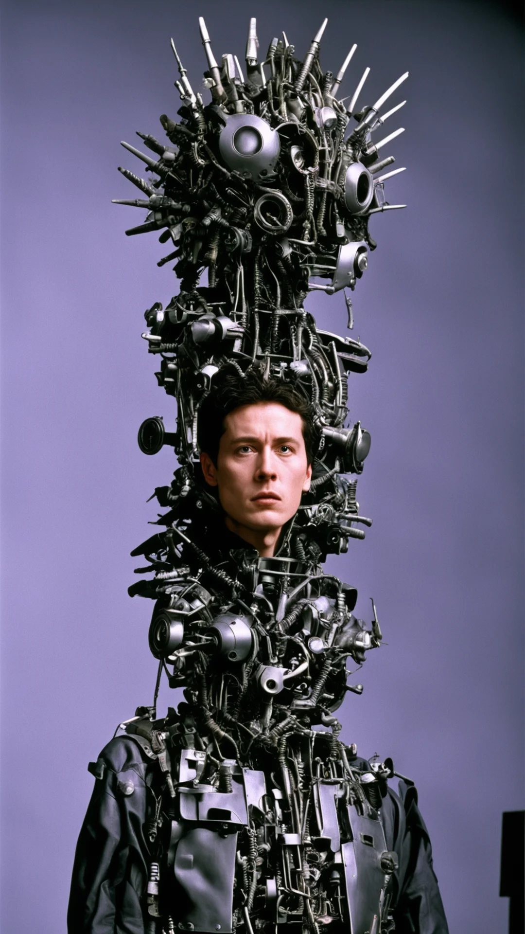 from movie event horizon 1997 from movie tetsuo 1989 from movie virus 1999 london andrews wearing bird head made of machine parts good looking trending fantastic 1 tall
