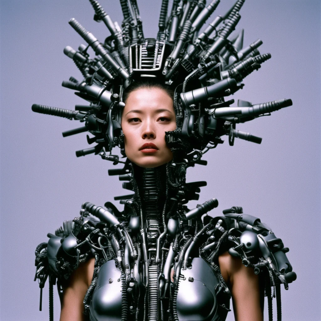from movie event horizon 1997 from movie tetsuo 1989 from movie virus 1999 woman wearing bird head made of machine parts