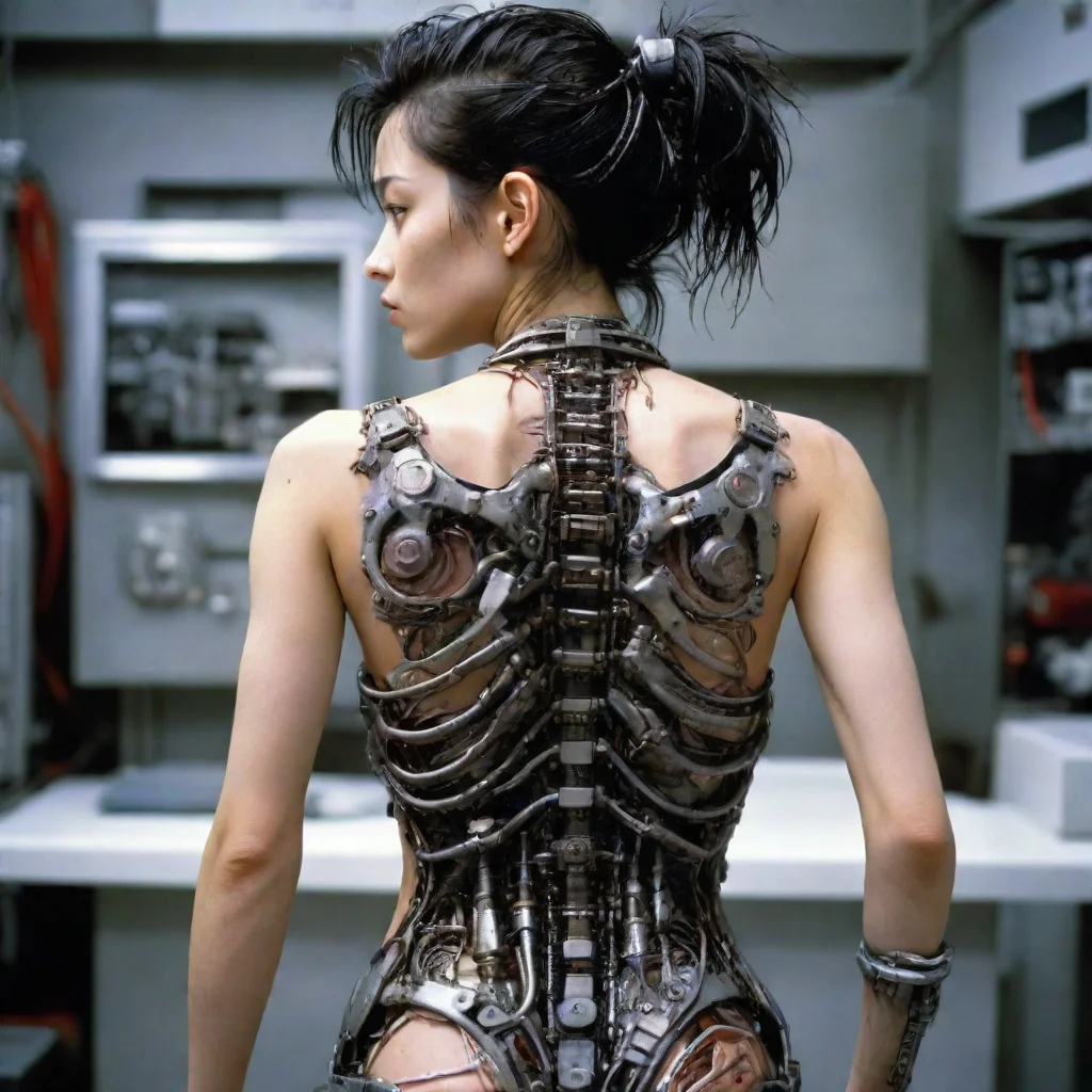from movie event horizon 1997 from movie tetsuo 1989 from movie virus 1999 womans back made of machine parts hyper reali