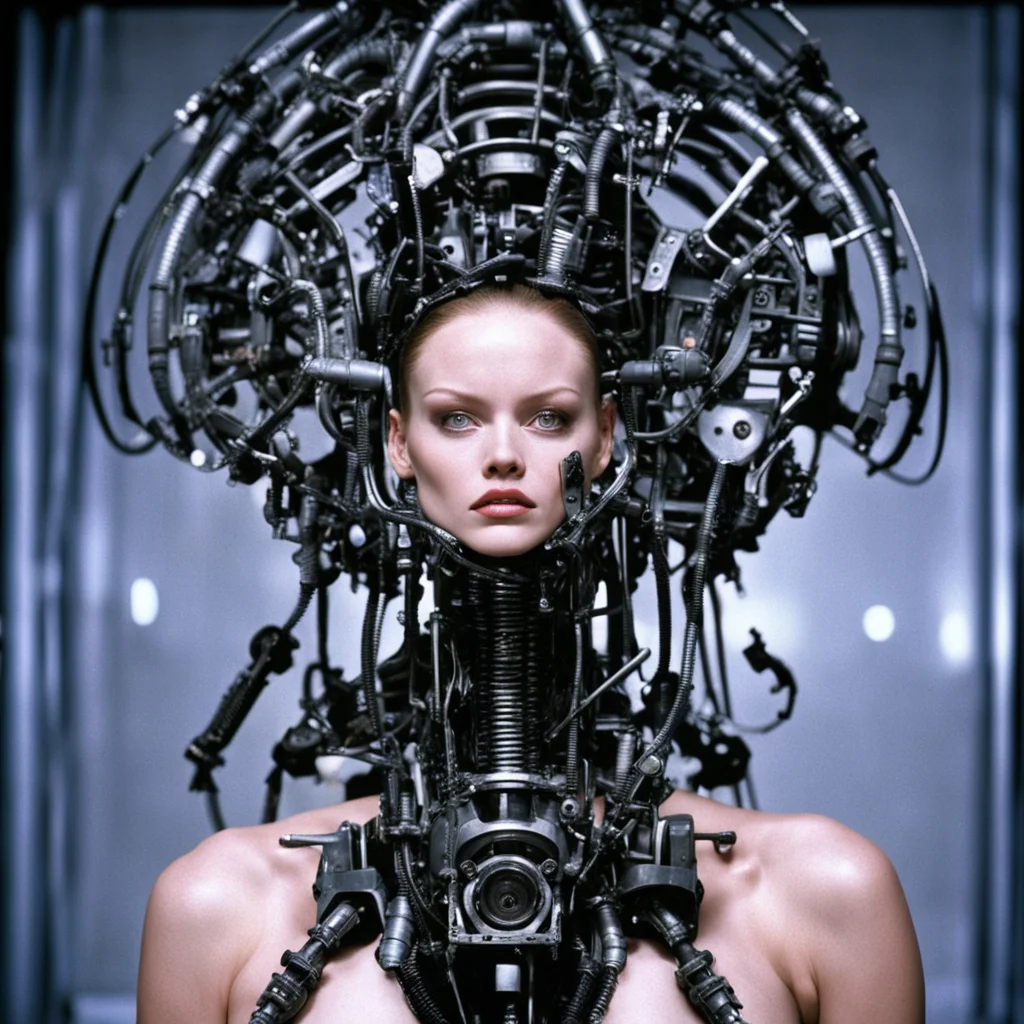 from movie event horizon 1997 from movie virus 1999 400lb show woman made of machine parts hyper  confident engaging wow artstation art 3
