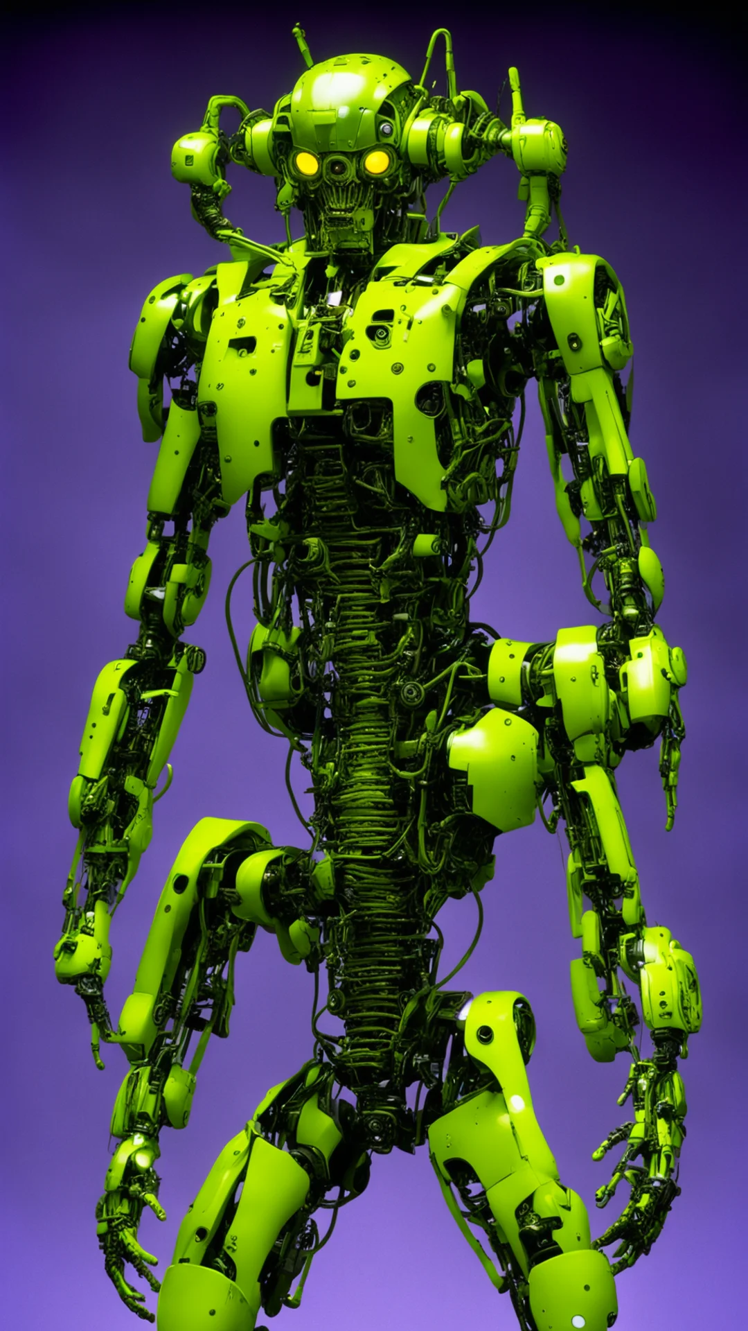 from movie event horizon 1997 from movie virus 1999 show glowing yellow green eyed multiple handed humanoid monster robots made of machine parts and flesh render amazing awesome portrait 2 tall