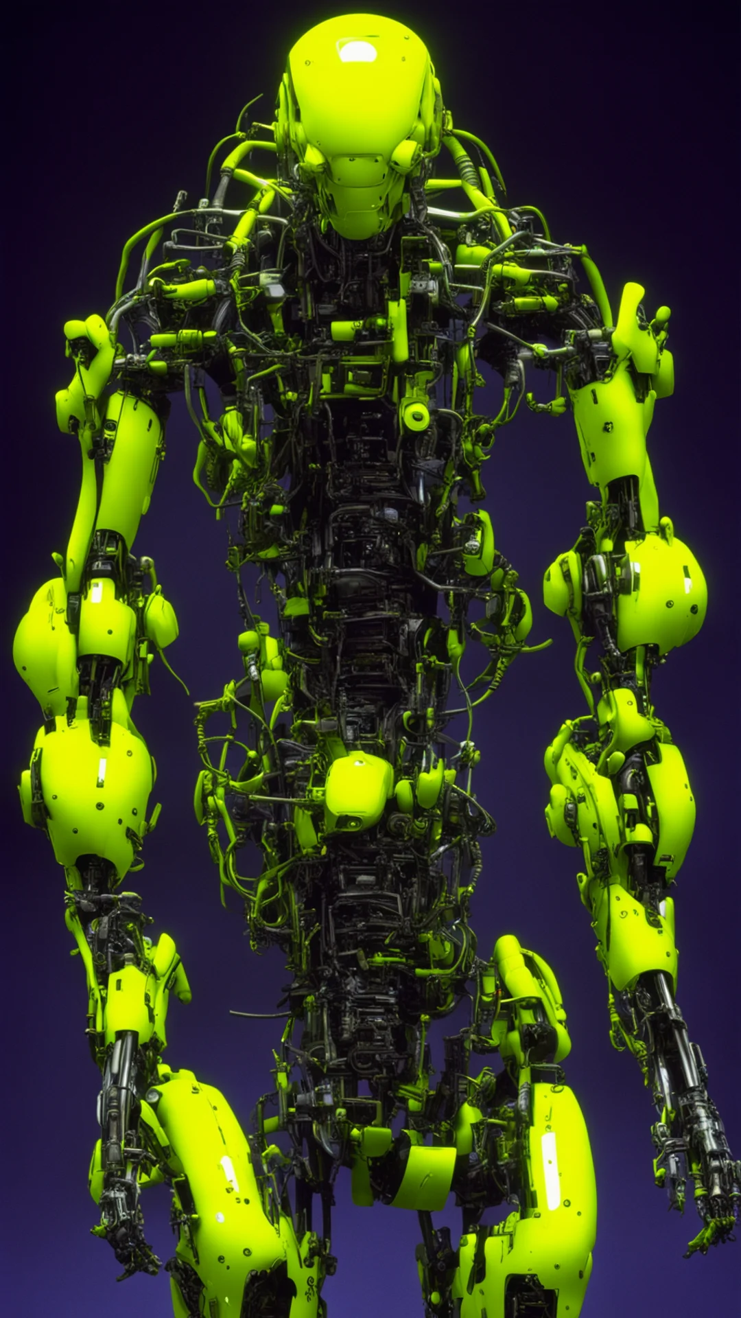 from movie event horizon 1997 from movie virus 1999 show glowing yellow green eyed multiple handed humanoid monster robots made of machine parts and flesh render confident engaging wow artstation ar
