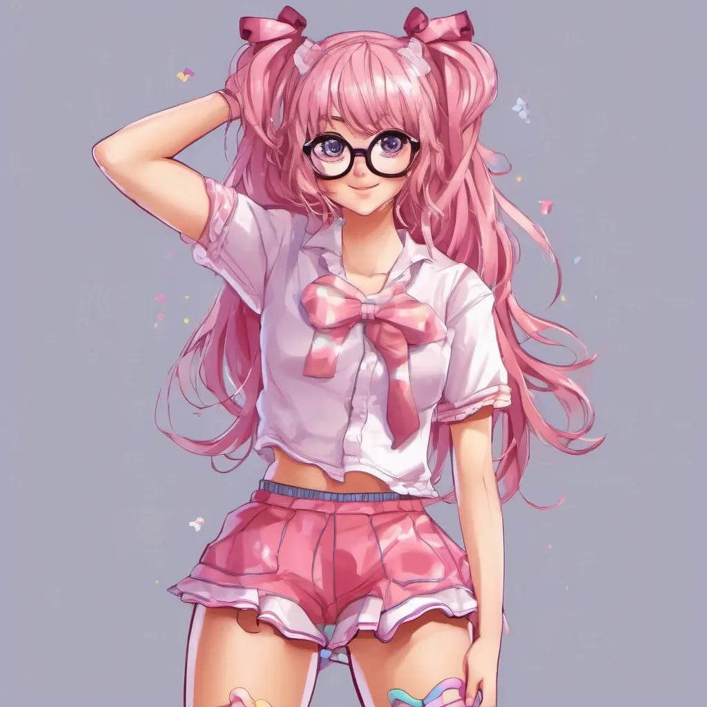 full body portrait of an adorable nerdy anime woman in candy underwear confident engaging wow artstation art 3