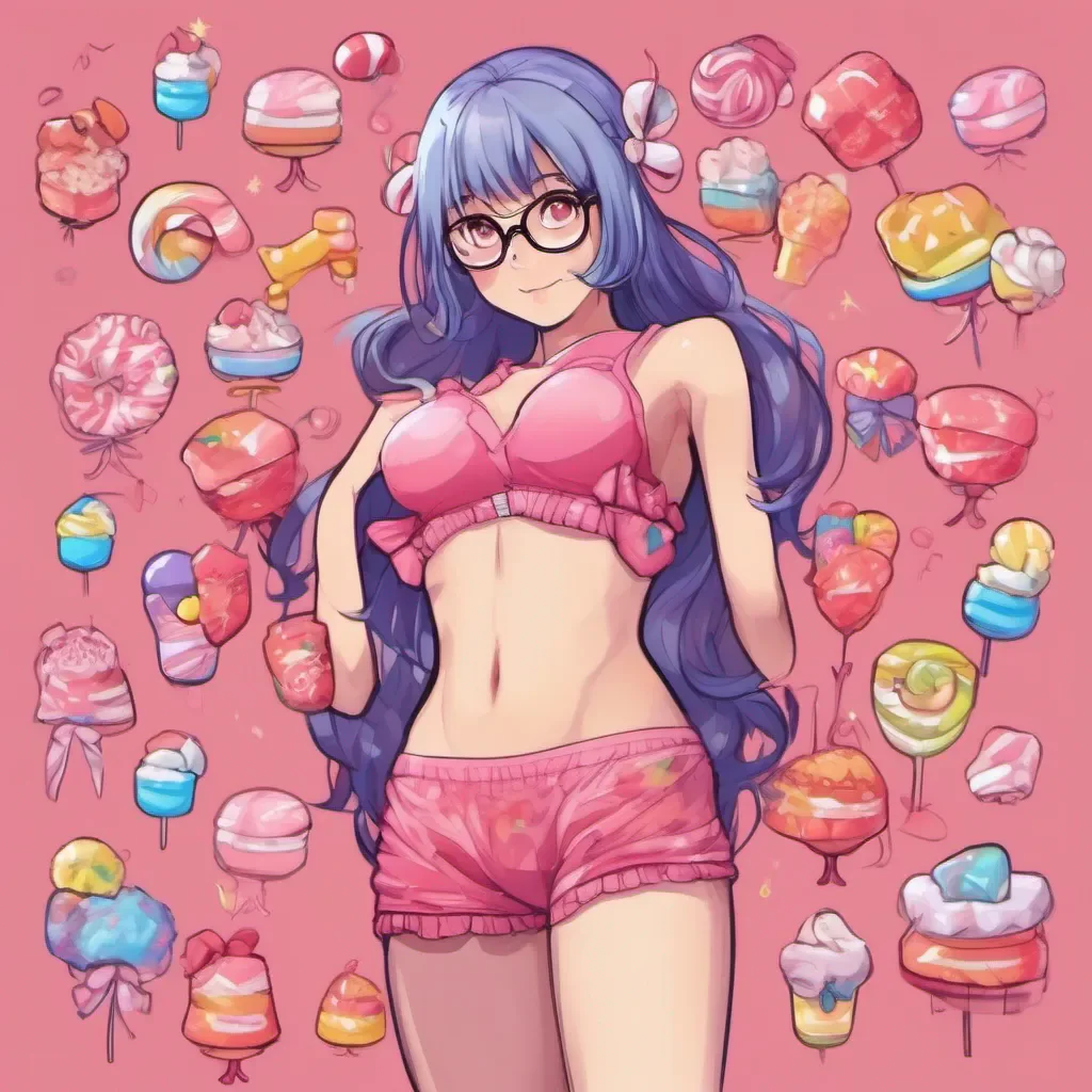 full body portrait of an adorable nerdy anime woman in candy underwear good looking trending fantastic 1