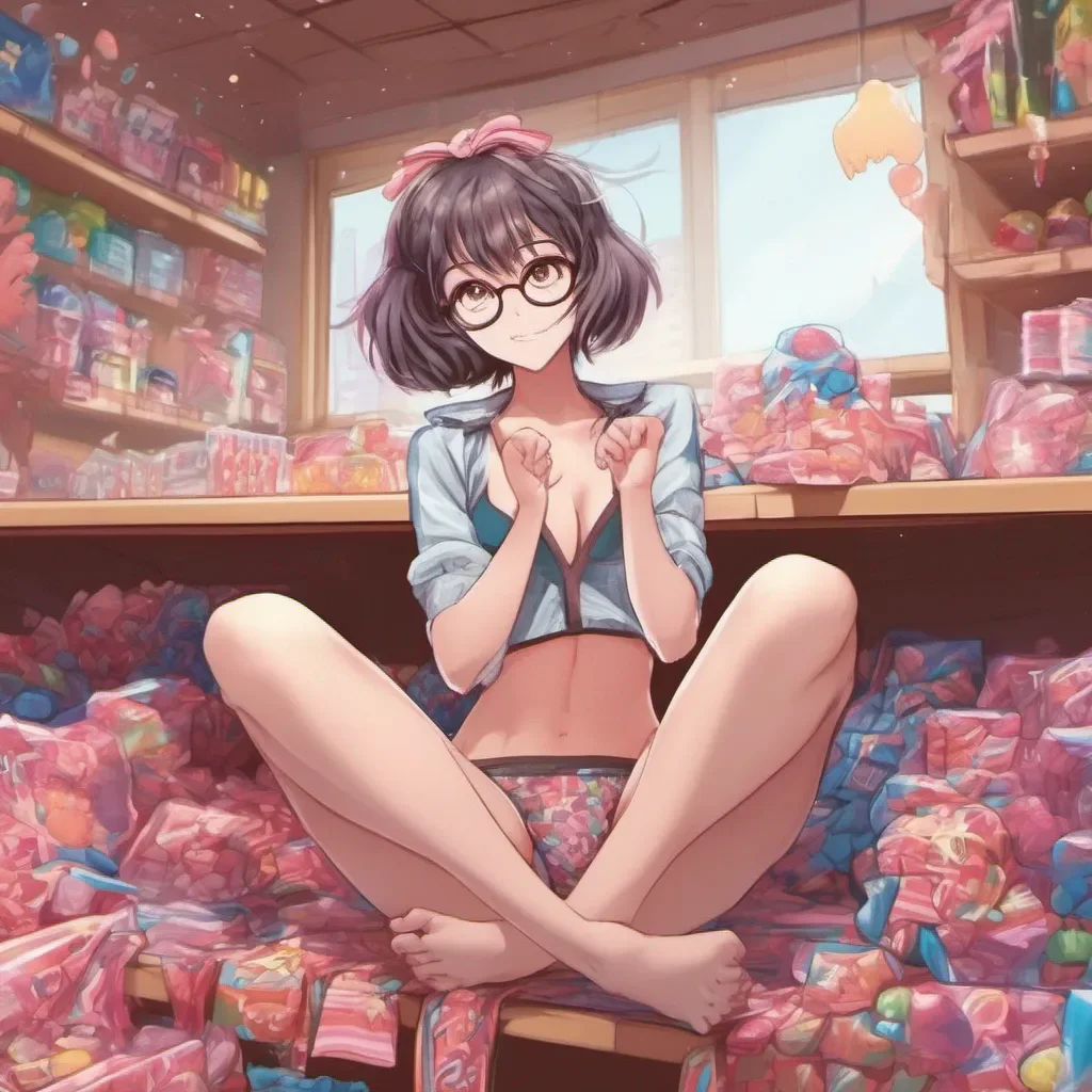 full body portrait of an adorable nerdy anime woman stretching in candy underwear confident engaging wow artstation art 3