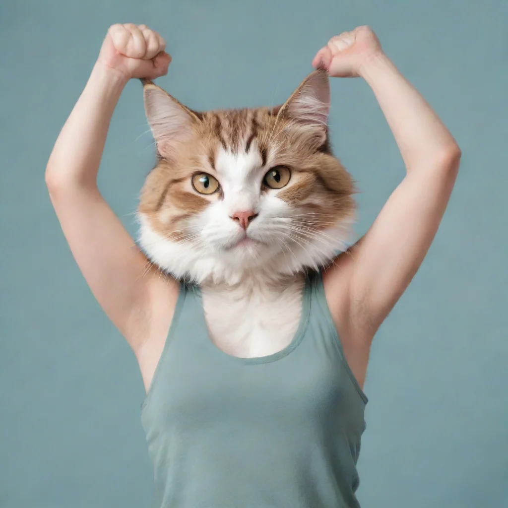 aifurry cat wearing tank top showing her armpits%2C drawn