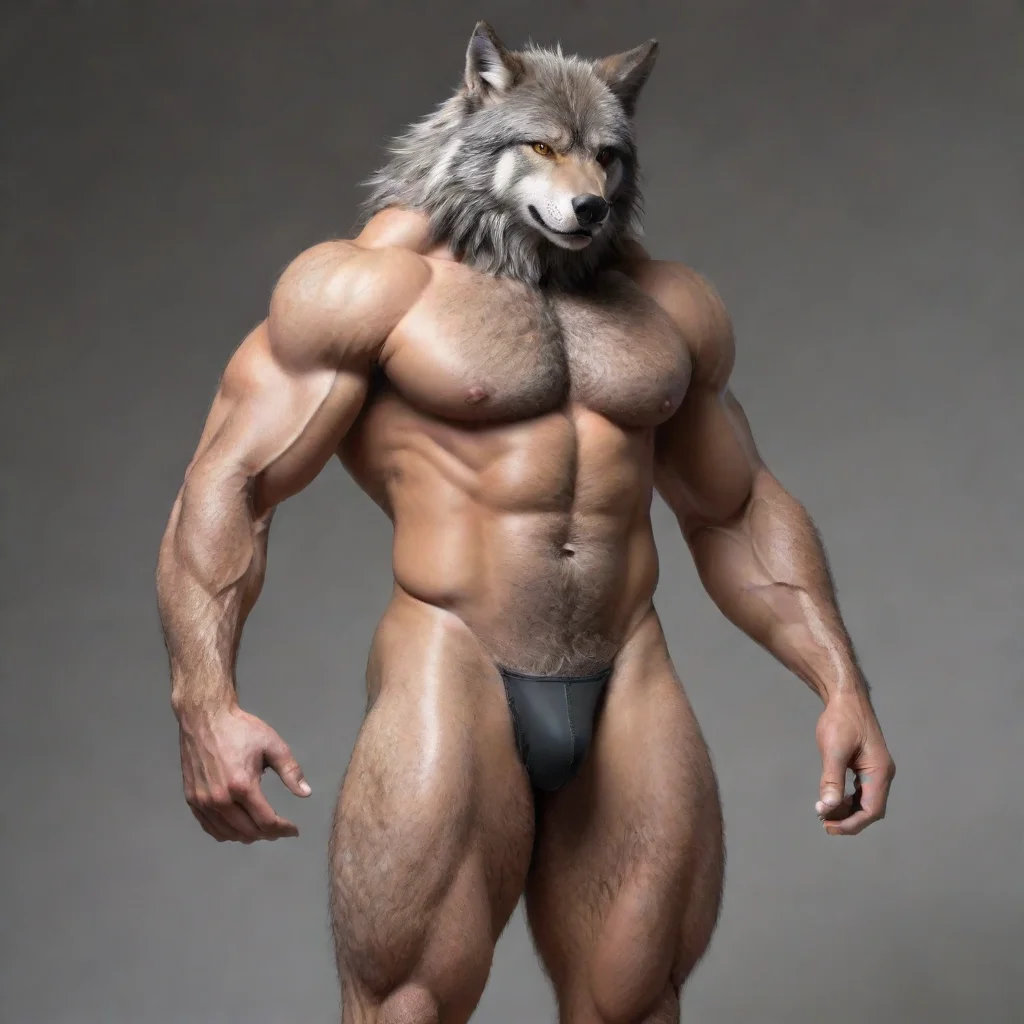 aifurry muscular wolf with thong 